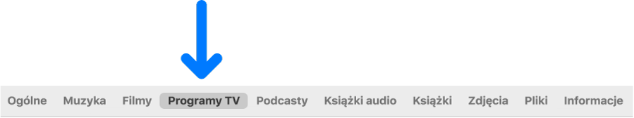 Pasek przycisków z zaznaczonym przyciskiem Programy TV.