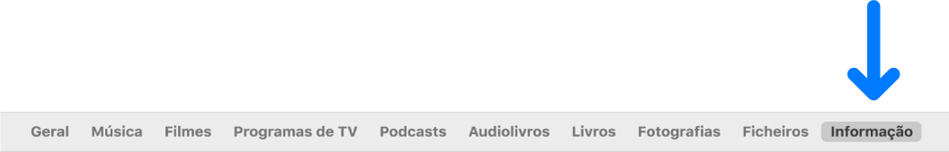 A barra de botões a mostrar Informação selecionada.