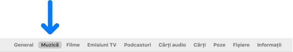 Bara de butoane cu butonul Muzică selectat.