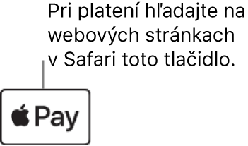 Tlačidlo, ktoré sa zobrazuje na webových stránkach, ktoré akceptujú nákupy cez Apple Pay.