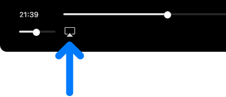 Елементи керування відтворенням у програмі Apple TV. Іконка відео AirPlay під смугою перебігу.