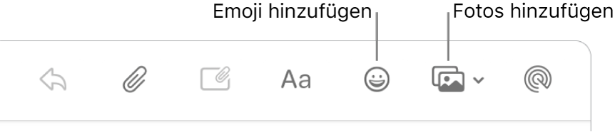 Ein Fenster zum Erstellen einer neuen Nachricht mit den Tasten für Emoji und Fotos