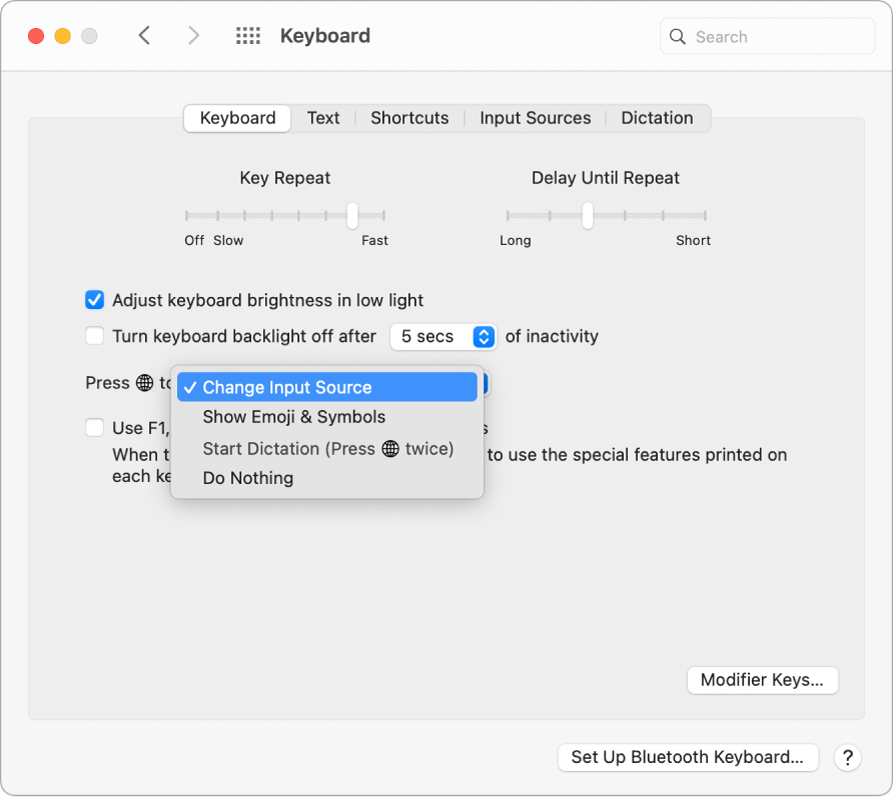 apple mac pro keyboard functions