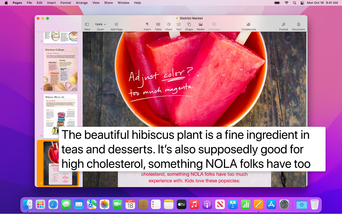 The Hover Text feature is active and shows enlarged text in a new window.