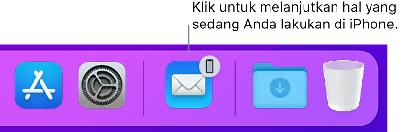 Ikon Handoff terlihat di Dock.