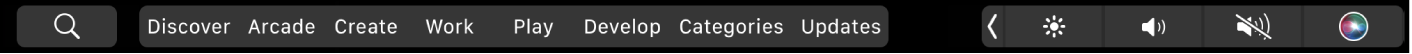 A Touch Bar da App Store a mostrar as opções do separador.