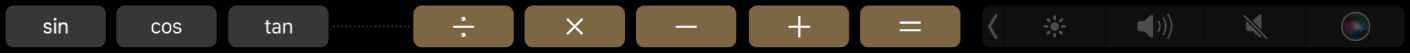 Touch Bar สำหรับแอปเครื่องคิดเลขในโหมดแก้ไข