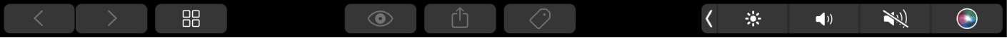 Смуга Touch Bar для Finder із кнопками, які призначені для зміни вигляду, попереднього перегляду, оприлюднення вмісту й додавання міток.