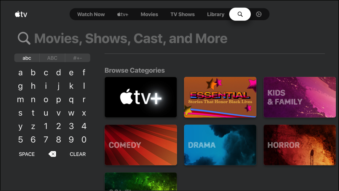 Screen showing search
