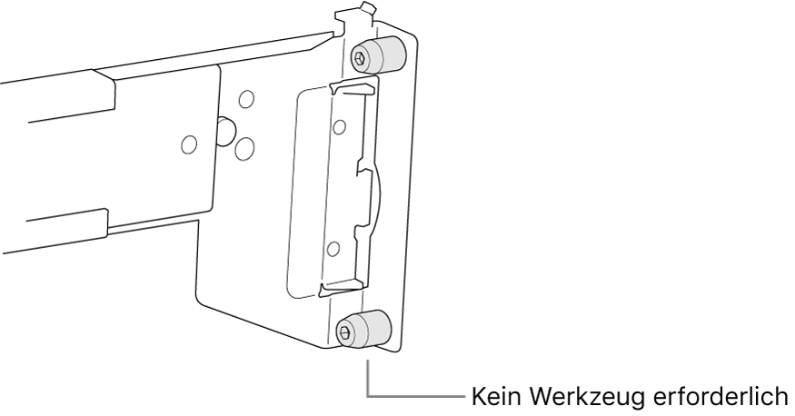 Eine Montageschiene, die in ein Rack mit Vierkantlöchern passt.