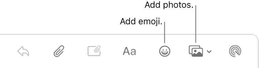 A compose window showing the emoji and photos buttons.