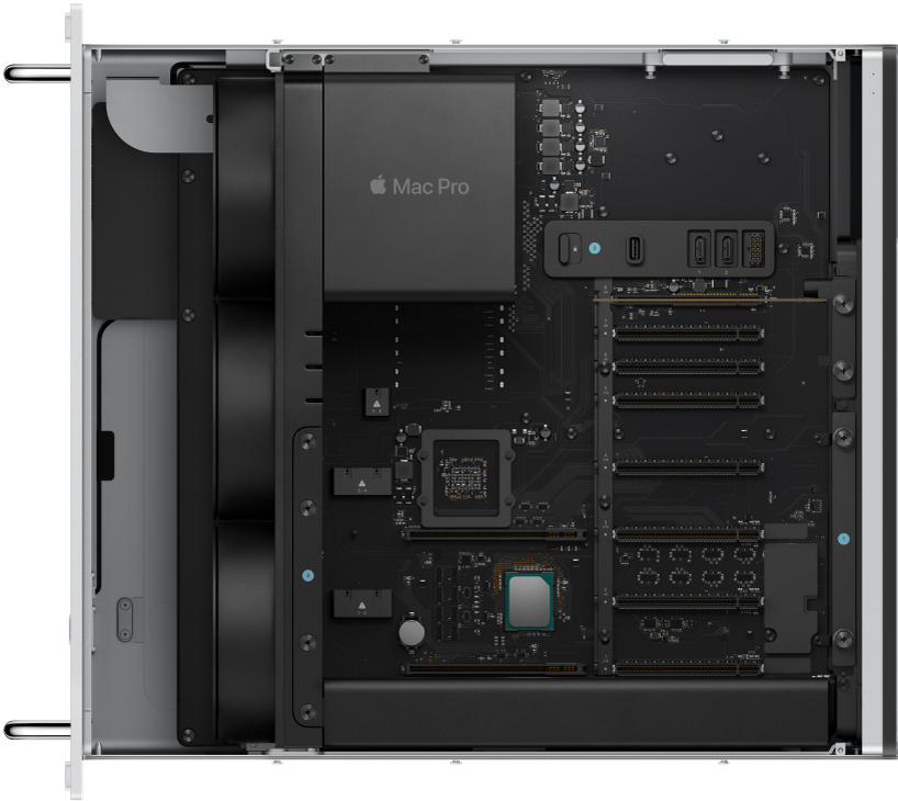 Vista interna del rack di Mac Pro.