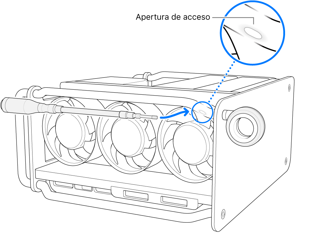 Alinea el destornillador con la abertura de acceso.