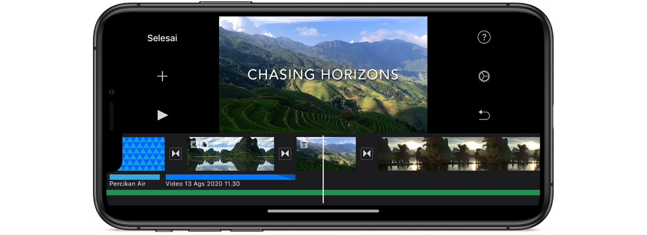 Proyek film di iMovie di iPhone.