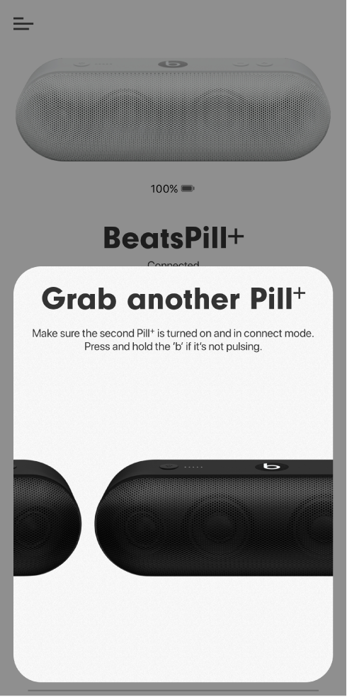 Obrazovka „Připojte další Pill+“