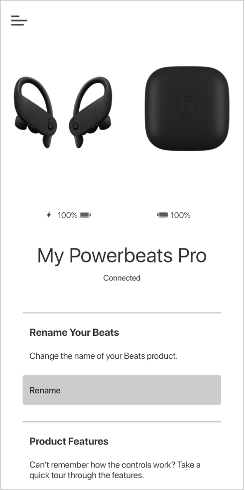 Powerbeats डिवाइस स्क्रीन