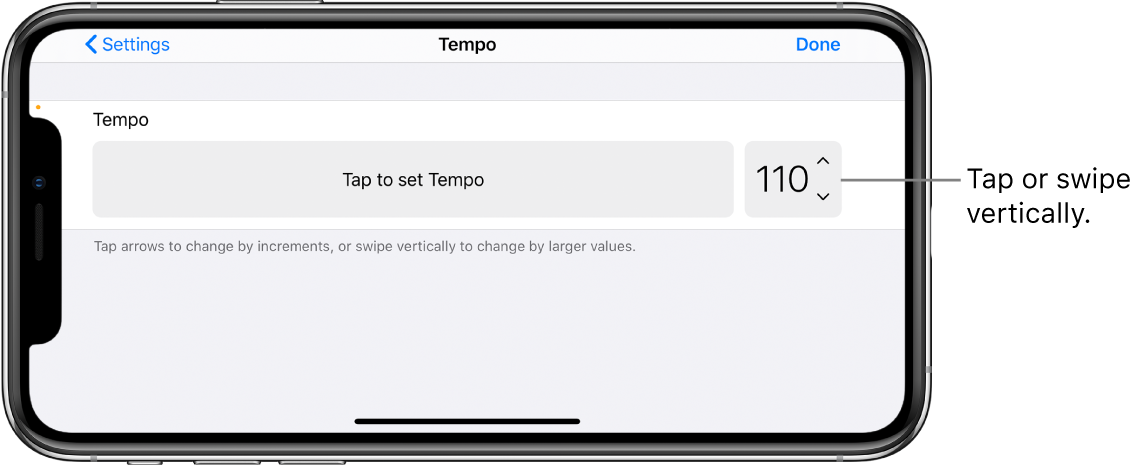Tempo controls in Song settings