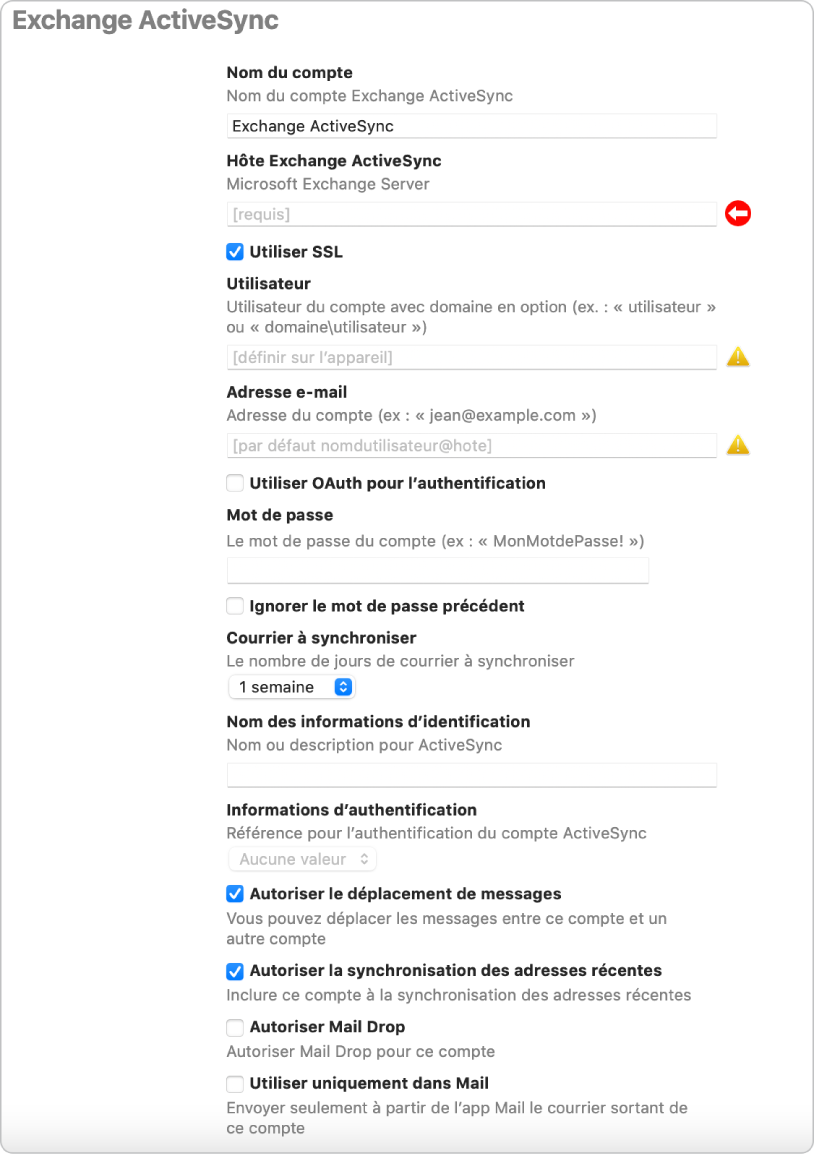 Créez un profil de configuration Exchange ActiveSync pour les utilisateurs d’iPhone et d’iPad.