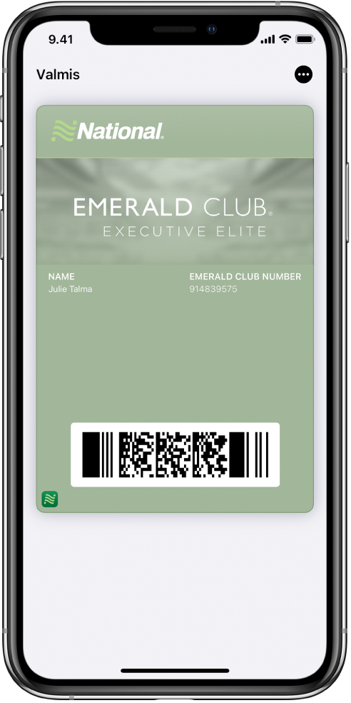 Tarkastuskortti Walletissa näyttää lennon tiedot sekä QR-koodin alareunassa.