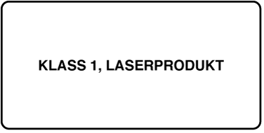 En etikett med texten ”Class 1 laser product”.