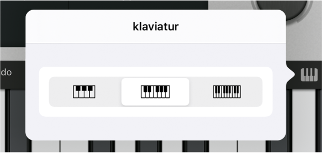 Bild. Popupmeny för klaviaturstorlek.