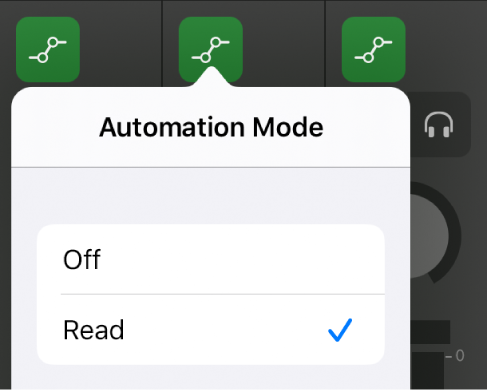 Figure. Automation Mode pop-up menu.