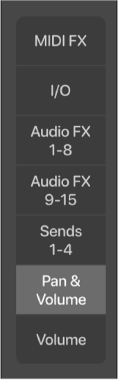 Figure. Buttons to change the Mixer view.