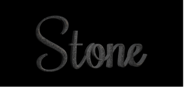 3D-Text im Canvas mit angewendeter Steinsubstanz „Dunkler Granit“
