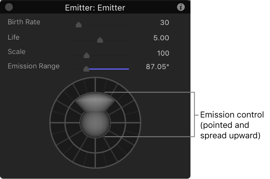HUD showing 3D emitter controls