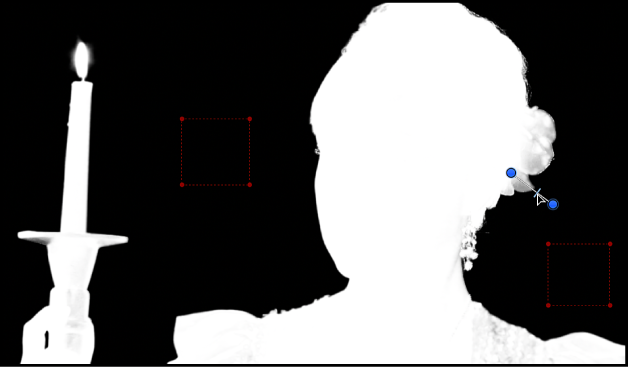 Ajusta del control Bordes en el lienzo; la imagen modulada está ajustada en el modo de visualización Transición