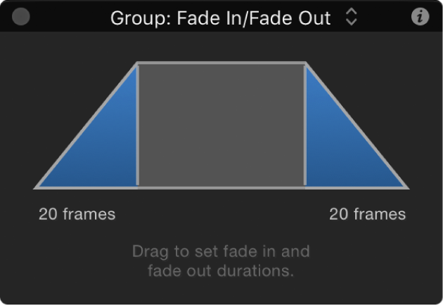 HUD。「フェードイン/フェードアウト」ビヘイビアのコントロールが表示されています