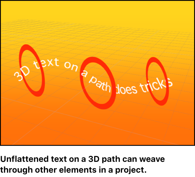 显示织入和织出 3D 群组中的其他元素的文本对象的画布