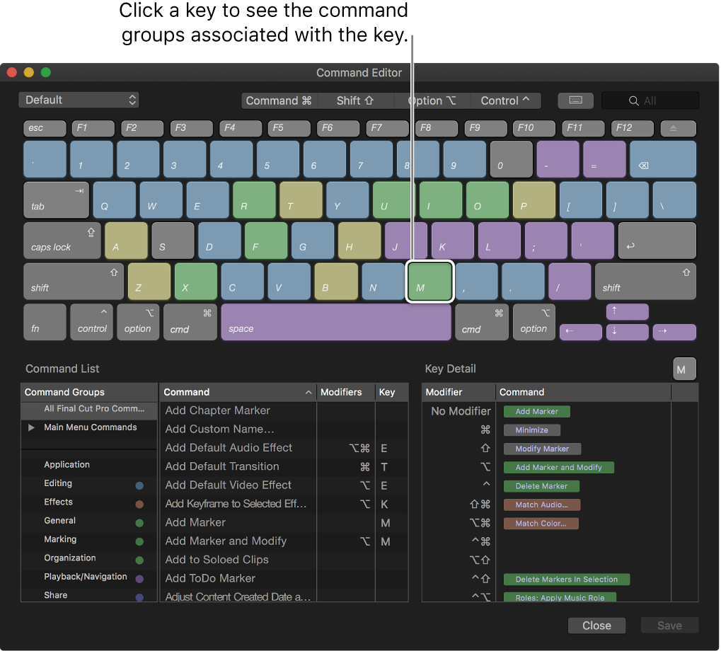 standard keyboard shortcut for settings