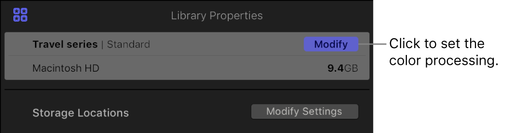 The Modify button in the Library Properties inspector