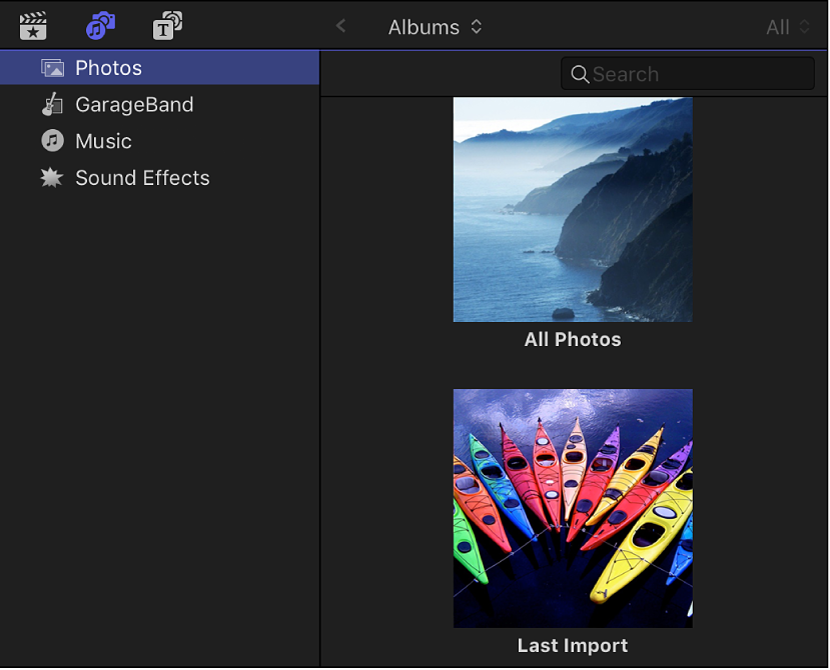 The browser displaying photos from the Photos library