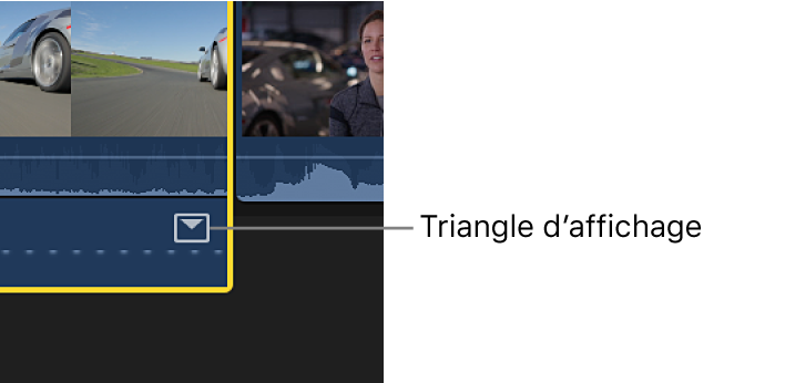 Triangle d’affichage d’un effet dans l’éditeur d’animation audio