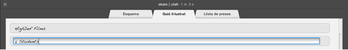 Introduint text al tauler “Guió il·lustrat” del tràiler