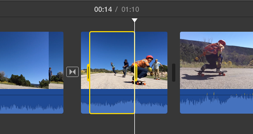 Yellow border around selected range in clip in timeline