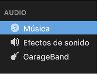 Música seleccionado en la barra lateral