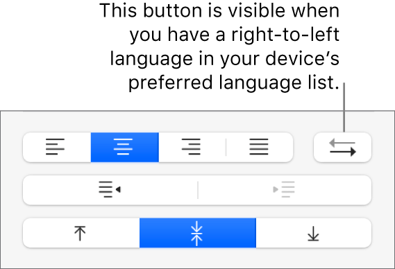 The Paragraph Direction button in the text alignment controls.