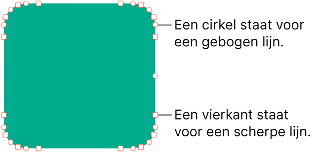 Een vorm met bewerkbare punten.