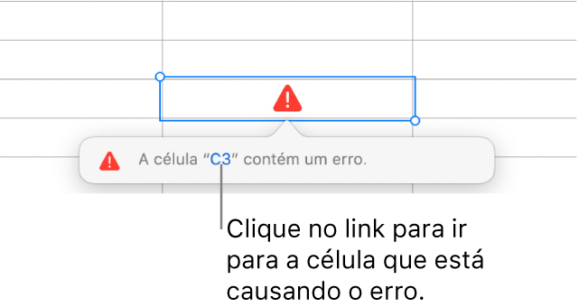 Um link de erro de célula.