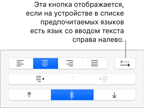 Кнопка «Направление абзаца» в разделе «Выравнивание» боковой панели «Формат».
