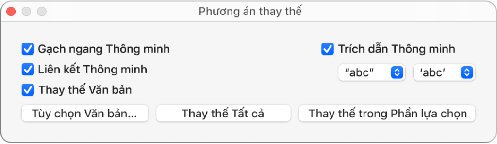 Cửa sổ Phương án thay thế.