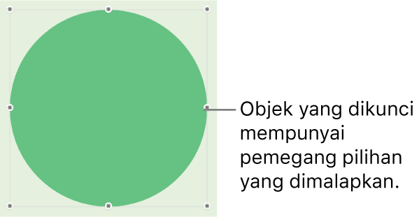 Objek yang dikunci dengan pemegang pilihan yang dimalapkan.