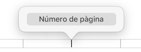 El botó “Número de pàgina” a sota de la capçalera.