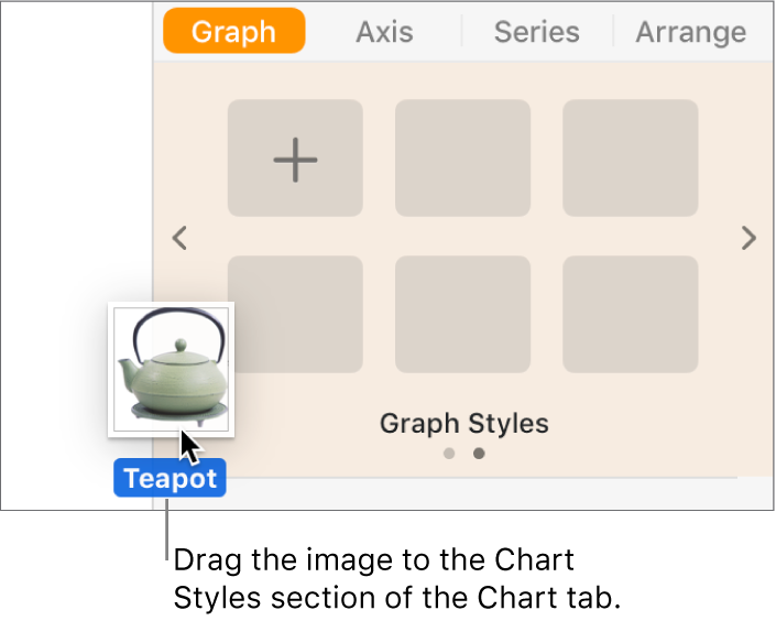 Dragging an image into the graph styles section of the sidebar to create a new style.