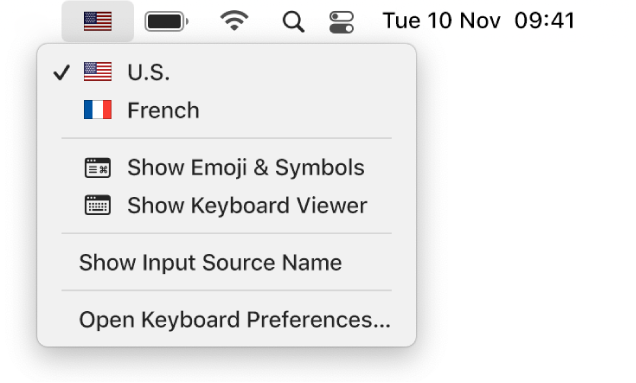 The Input menu in the upper-right corner of the menu bar.