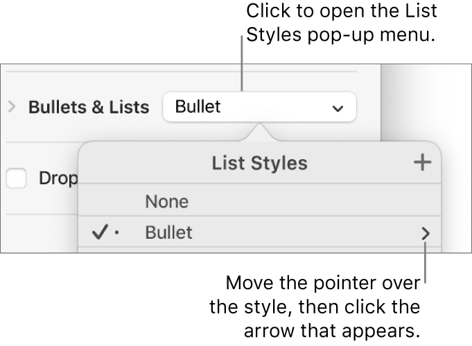 mac key command for bullet point