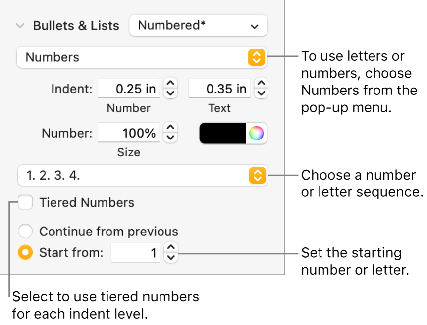 mac bullet point shortcut pages